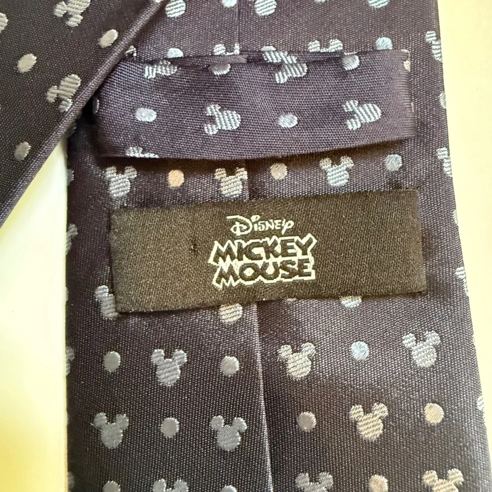 Disney‎ Mickey Mouse Necktie OS Navy Blue Silk Polka Dot Character FAC-047716
